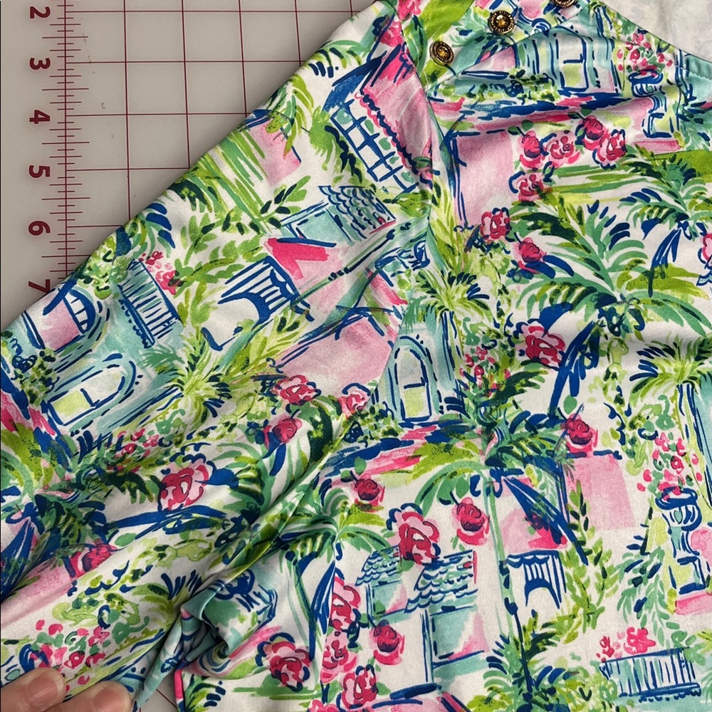 STELLA PARKER Cruise Summer Party Gold Buttons Stretch Tropical Print Sheath 3X - Picture 6 of 16
